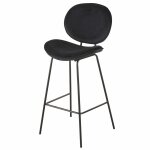 Chaise de bar en velours et acier noirs h73 Chaise de bar en velours et acier noirs h73