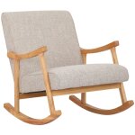 Chaise  bascule avec accoudoirs et assise en tissu crme