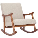Chaise  bascule avec accoudoirs et assise en tissu crme