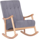 Chaise à bascule avec accoudoirs et assise en velours nature / gris Chaise à bascule avec accoudoirs et assise en velours nature / gris