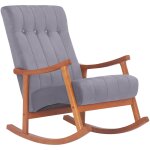 Chaise  bascule avec accoudoirs et assise en velours noyer / gris