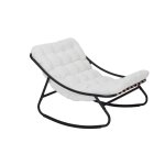 Chaise à bascule d'extérieur en acier et polyester, blanc et gris Chaise à bascule d'extérieur en acier et polyester, blanc et gris
