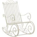 Chaise  bascule d'extrieur en mtal blanc antique