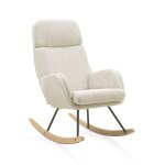 Chaise  bascule tapisse blanc, pieds en mtal