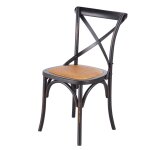 Chaise bistrot en rotin et bois de bouleau noir Chaise bistrot en rotin et bois de bouleau noir