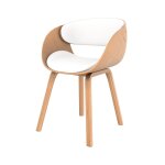 Chaise en bois clair et pu blanc Chaise en bois clair et pu blanc