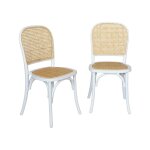 Chaise en bois et rotin blanches (lot de 2)