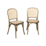 Chaise en bois et rotin marron vieilli (lot de 2)