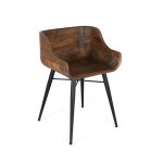 Chaise en bois de teck et pieds en fer