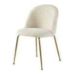 Chaise bouclettes blanches et acier chrom dor