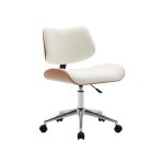 Chaise de bureau dcor effet chne simili cuir blanc