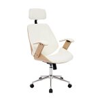 Chaise de bureau effet chne simili cuir blanc