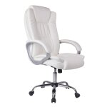 Chaise de bureau elevable et fauteuil inclinable en simili cuir blanc