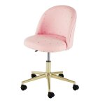 Chaise de bureau enfant rglable  roulettes coloris laiton et rose
