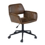 Chaise de bureau enfant vintage en tissu sude rglable marron