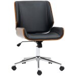 Chaise de bureau manager vintage bois acier chromé noir Chaise de bureau manager vintage bois acier chromé noir