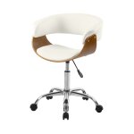 Chaise de bureau pivotante en bois et pu blanc