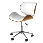 Chaise de bureau pivotante en cuir synthtique blanc 79 - 91cm