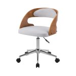 Chaise de bureau pivotante et rglable en bois et tissu gris