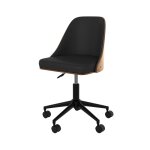 Chaise de bureau pivotante sur roulettes en bois foncé et pu noir Chaise de bureau pivotante sur roulettes en bois foncé et pu noir