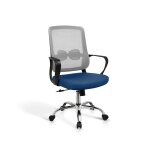 Chaise de bureau rglable en hauteur gris et bleu 110x60x61 cm