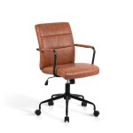 Chaise de bureau rglable en hauteur simili cuir marron 99x64x70 cm