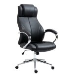 Chaise de bureau rglable pivotant en cuir et crote de cuir noir