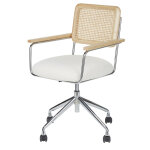 Chaise de bureau rglable  roulettes crue et cannage en rotin