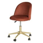 Chaise de bureau rglable  roulettes en velours terracotta