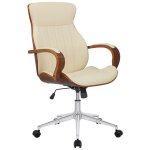 Chaise de bureau rglable en similicuir noyer / crme
