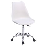 Chaise de bureau à roulettes et réglable en hauteur blanche Chaise de bureau à roulettes et réglable en hauteur blanche