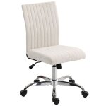Chaise bureau sans accoudoirs hauteur rglable tissu aspect lin crme