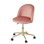 Chaise de bureau vintage à roulettes en velours rose Chaise de bureau vintage à roulettes en velours rose