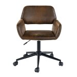 Chaise de bureau vintage en tissu sude rglable marron