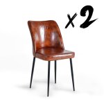 Chaise en cuir naturel et pieds en m�tal