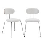 Chaise dcor bois courb teint noyer et tissu dperlant blanc, pieds