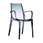 Chaise design en plastique gris transparent Chaise design en plastique gris transparent