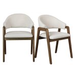 Chaise en frne patin noyer et tissu trendy ecru (x2)