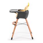 Chaise haute 4en1 convertible en chaise en bois pour enfants, jaune