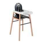 Chaise haute scandinave en bois massif bicolore laqué noir Chaise haute scandinave en bois massif bicolore laqué noir