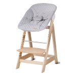 Chaise haute avec transat inclinable gris en bois naturel Chaise haute avec transat inclinable gris en bois naturel