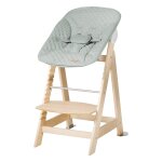 Chaise haute avec transat inclinable vert givré en bois naturel Chaise haute avec transat inclinable vert givré en bois naturel