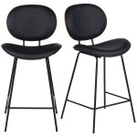 Chaises pour îlot central noire, bois de chêne et acier noir (x2) h65 Chaises pour îlot central noire, bois de chêne et acier noir (x2) h65