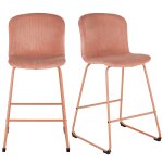 Chaises pour îlot central en velours côtelé et acier vieux rose (x2) h65 Chaises pour îlot central en velours côtelé et acier vieux rose (x2) h65