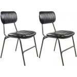 Chaise imitation cuir noir et métal brut marius Chaise imitation cuir noir et métal brut marius