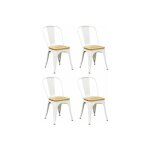 Chaise industrielle en métal et bois d'orme huilé (lot de 4) blanc Chaise industrielle en métal et bois d'orme huilé (lot de 4) blanc