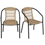 Chaises de jardin en acier noir et résine tressée recyclée (x2) Chaises de jardin en acier noir et résine tressée recyclée (x2)