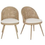 Chaises de jardin cannage en résine recyclée imitation rotin et coussin écru en polyester recyclé (x2) ... Chaises de jardin cannage en résine recyclée imitation rotin et coussin écru en polyester recyclé (x2) ...