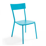 Chaise de jardin en mtal bistrot bleu