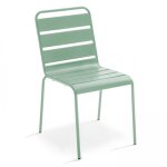 Chaise de jardin en m�tal vert sauge